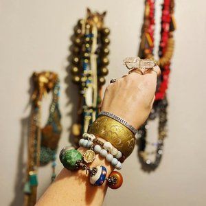 Vintage Hand-Etched Brass Bangle Bracelet